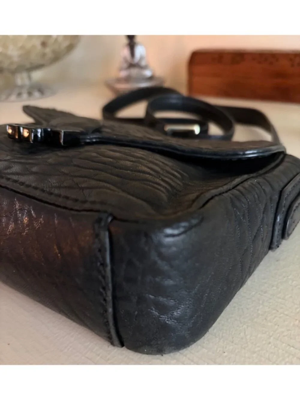 Tory Burch Parkan Crossbody Black Pebbled Handbag